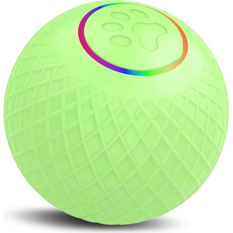 Balle lumineuse pour chat, double mode, silencieuse, batterie USB-C, détection obstacles, roulement actif (1/5)