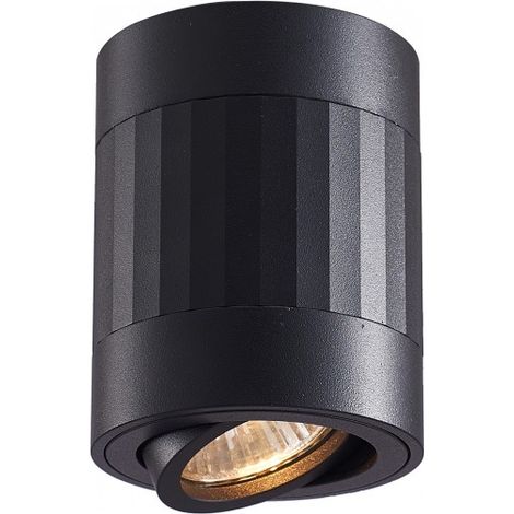 Spot plafond orientable tube rond noir GU10 35W Eco