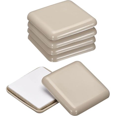 Meubles Gliders, 16 pièces 2 pouces carré de plastique adhésifs Chaise Sliders pour tapis, carreaux, vinyle et planchers de bois (Grey) (1/5)