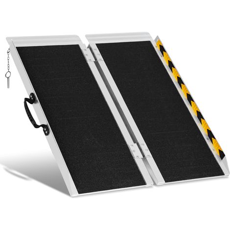 Randaco Rollstuhlrampe 91cm Rollirampe Auffahrrampe Laderampe 2x faltbar Alu rutschfeste Oberfläche 270kg