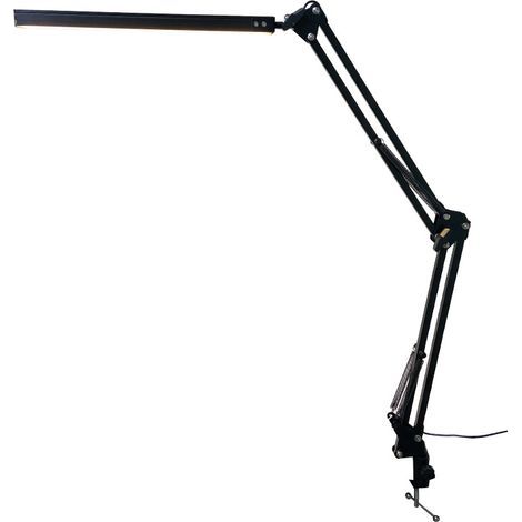 Lámpara de escritorio LED, brazo giratorio ajustable con pinza, lámpara de lectura agradable para los ojos, 10 niveles de brillo, 3 modos de iluminación, negro (1/5)