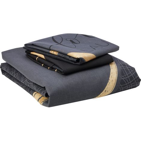 Douceur d'Intérieur Set copripiumino nero, 240 x 220 cm