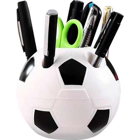 Portapenne, portamatite a forma di pallone da calcio, organizer da scrivania con 6 fori, portamatite da scrivania, contenitore per penne, organizer per materiale scolastico (1/5)