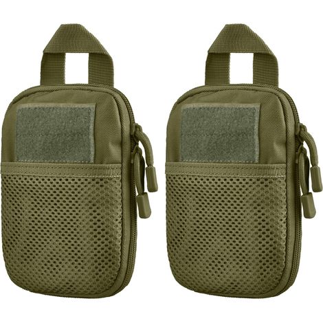 2 Pcs Sac Tactique Poche(Vert) Sacoche Ceinture Militaire Pochette pour Randonnée Trekking Camping (1/5)