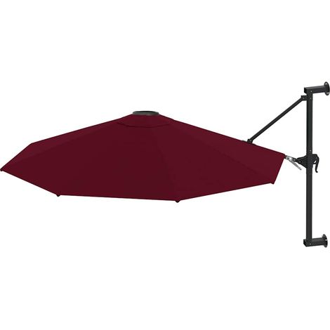 Parasol mural avec mât, Parasol pour Balcon Jardin Plage Terrasse, en métal 300 cm Bordeaux OIB4495E (1/5)