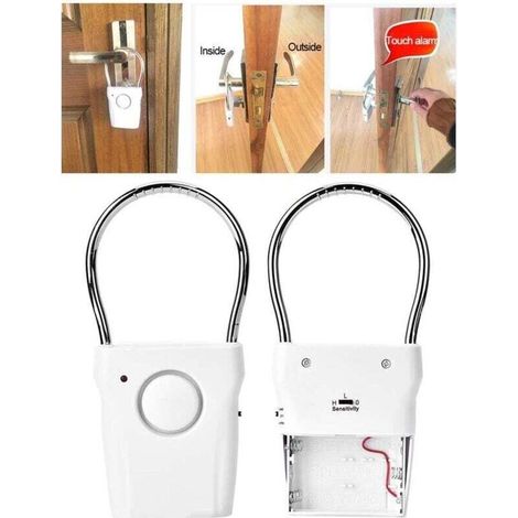 UlisemAlarme de porte et fenêtre, Capteur de porte / fenêtre, 120dB Touch Sensor Poignée de porte Alarme Anti-vol Vibration Fenêtre Alerte Contre Le Cambriolage Home Security (1/3)
