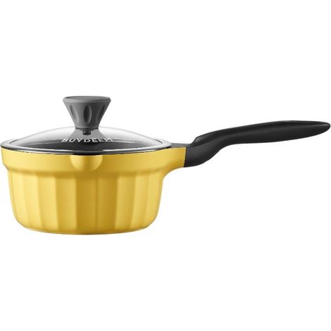 Olla esmaltada BUYDEEM con tapa de cristal de 1,8 L, modelo CP141, color Amarillo Suave (1/4)