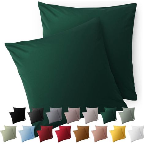 Kissenbezug 60 x 60 cm, 2er-Set – Weiche Mikrofaser – Hotelverschluss – Dunkelgrün – Öko-Tex-zertifiziert (1/5)
