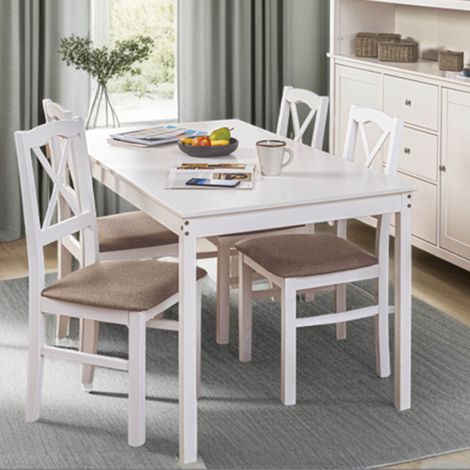 Table à manger 1 tiroir 145x80x78 cm en pin blanc - CHILOM