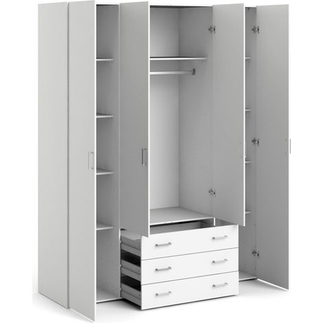 Guardaroba Grande Amoruccio, Armadio Camera da Letto Appendiabiti, 9 Ripiani, 49.5x200.4h cm Bianco