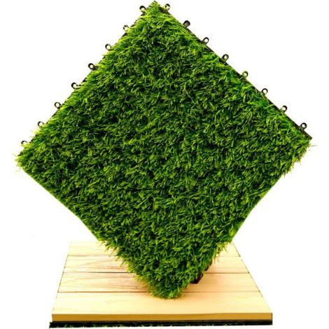 dalles de gazon artificiel de 30 x 30 cm, dalles de gazon synthétique d'épaisseur, tapis auto-drainant, pour intérieur et extérieur, terrasse, balcon, jardin (1/5)