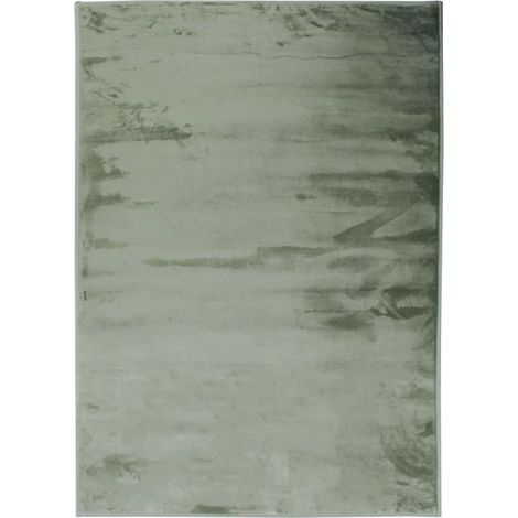 Tapis shaggy extra-doux effet velours vert clair 160x230 – Envers antidérapant – Lavable en machine – 100% polyester – Thedecofactory
