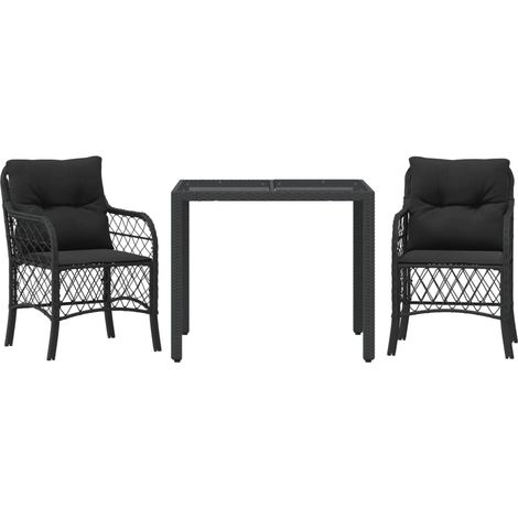 Maison Exclusive - Set da Bistrò 3 pz con Cuscini Nero in Polyrattan (1/5)