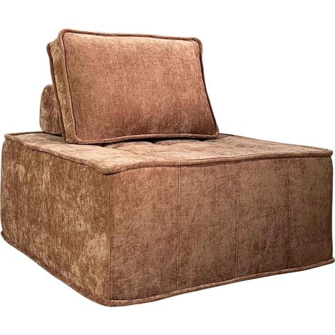 Fauteuil en tissu pour canapé modulable avec coussin terracotta - Tiby