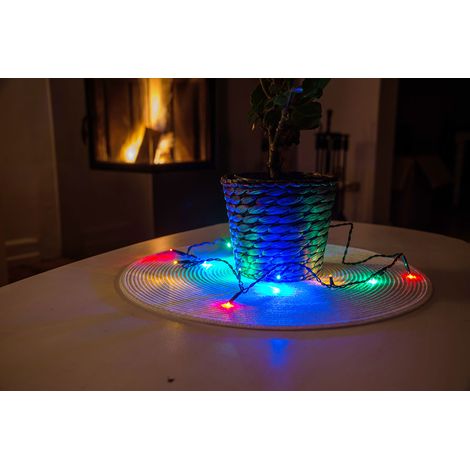 KONSTSMIDE 6351-520 Micro LED Lichterkette / für Innen (IP20) / 24V Innentrafo / 20 bunte Dioden / schwarzes Kabel