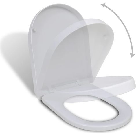 Siège WC Style Contemporain - Lunette de Toilette - à fermeture en douceur carré Blanc Chic-296758 (1/5)