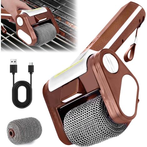 Spazzola elettrica senza setole per griglia, set per la pulizia del barbecue senza fili con illuminazione a LED, spazzola per la pulizia del barbecue, pulitore per griglia in acciaio inox 304 (1/5)