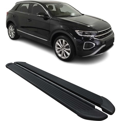 Marchepieds Latéraux Pédale pour Volkswagen T-Roc 2017-2025 Aluminium Noir (1/5)