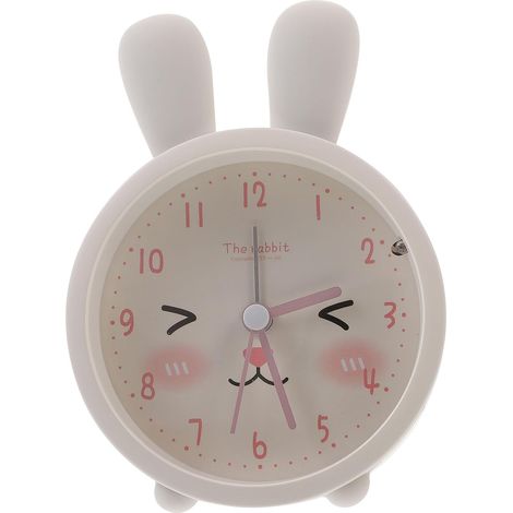 Réveil Silencieux en Silicone Blanc Forme Ronde Deux Oreilles, Décoration Adorable pour Chambre ou Café, Horloge de Bureau Fonctionnelle et Élégante (1/5)