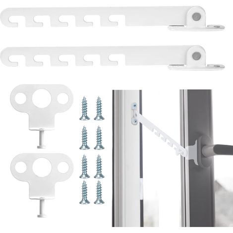Limiteur de fenêtre, verrou de fenêtre blanc avec 8 vis pour