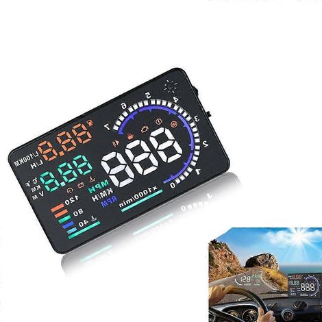 Affichage tête haute (HUD) pour voiture, projecteur de compteur de vitesse, alarme de survitesse, rappel d'avertissement (1/4)