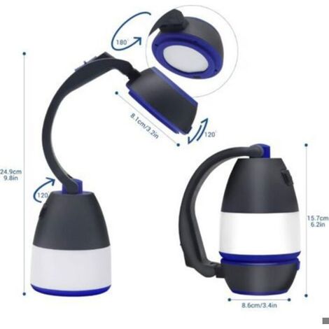 Lampe LED camping 4 en 1, 5 modes, rechargeable, batterie intégrée, idéale extérieur & bureau (1/5)