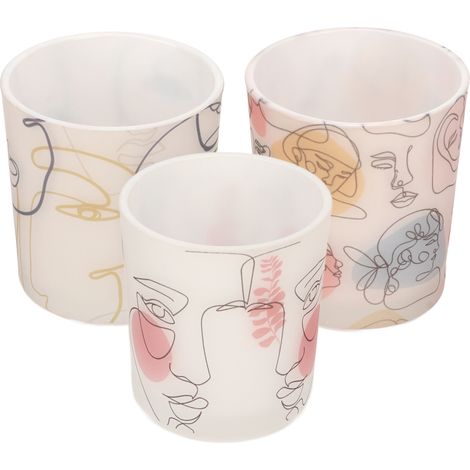 Lot de 3 Bougeoirs en Verre à Motif Unique, Chandelle Décorative Élégante pour Salon Restaurant (1/5)