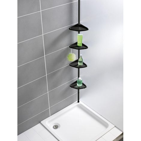 Kompaktes schwarzes teleskopierbares Eckregal für Bad/Dusche WENKO (1/4)