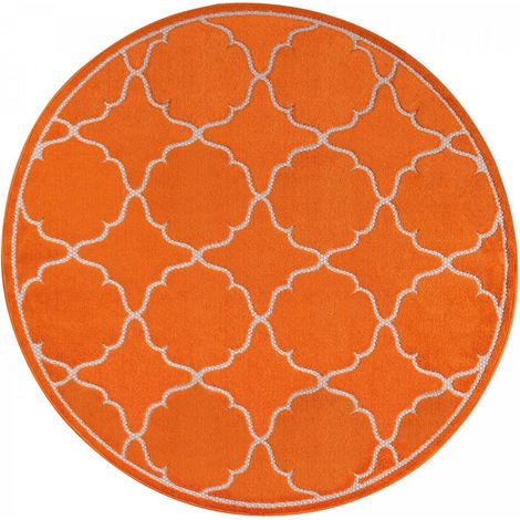Tapis extérieur kilim Ø200cm orange rond KUMA (1/3)