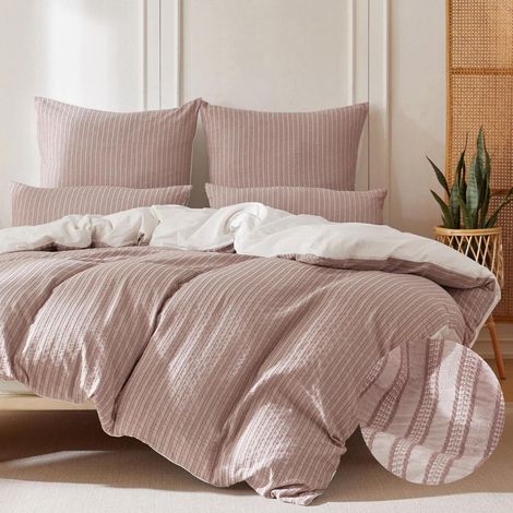Ensemble de literie 220x240 Coton Jacquard Oeko-Tex Rose poudré 3 pièces