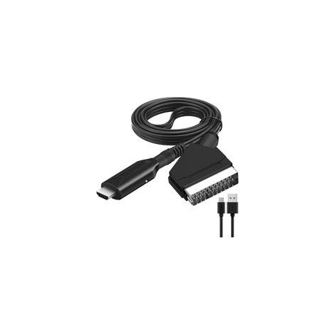 Convertisseur SCART vers HDMI avec câble HDMI, pour téléviseurs Full HD (720p/1080p), lecteurs DVD, magnétoscopes et enregistreurs vidéo. (1/4)