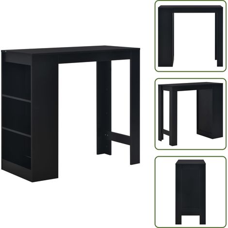 The Living Store Bartisch mit Regal Schwarz 110 x 50 x 103 cm - Esstisch - Bartisch - Hochstuhl - Kücheninsel - Wohnzimmer Dekoration (1/5)