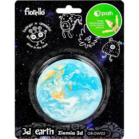 Pegatina fluorescente 3D con diseño de la Tierra, 8,5 cm, Fiorello GR-GW05