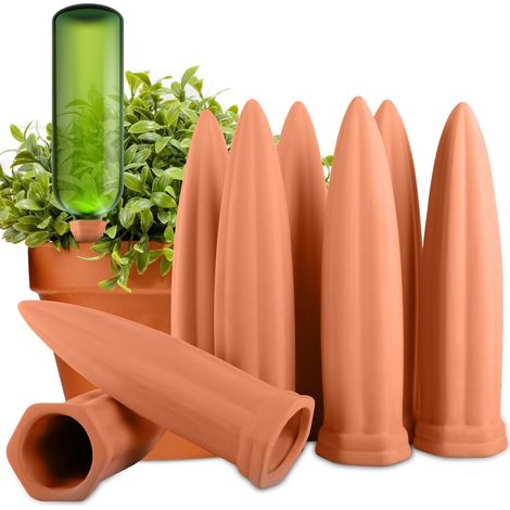 Distributeur Eau Plante - 8 Pièces - Argile - Irrigation Goutte à Goutte - Intérieur Extérieur Vacances - 18cm (1/5)