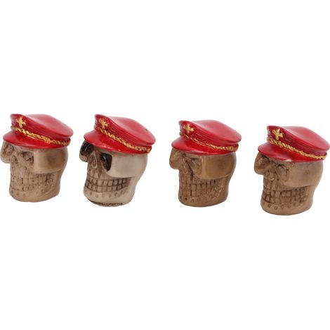 4 universelle Totenkopf-Reifenventilkappen für Autos, Motorräder, SUVs, LKWs, Fahrräder, Mountainbikes – Rot, 4er-Set (1/5)