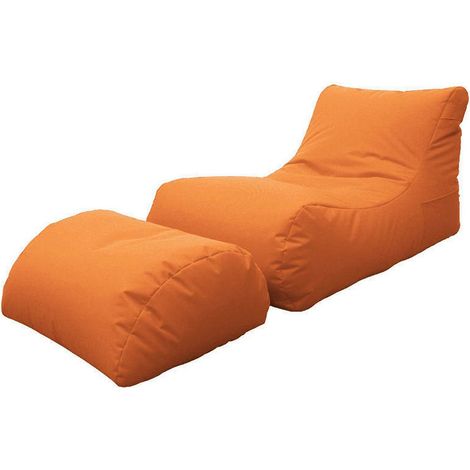 Talamo Italia Moderne Wohnzimmer-Chaiselongue, Made in Italy, Sessel mit Nylon-Fußstütze, Gepolsterter Sitzpuff für Schlafzimmer, 120x80h60 cm, Farbe Orange