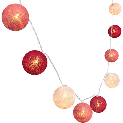 Guirlande lumineuse LED sur piles avec 30 boules rouges et blanches - 3 m (1/5)