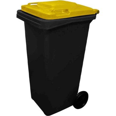 Contenedor de basura reciclables 240L 2 ruedas Ecodiseño Negro COLOR: AMARILLO -