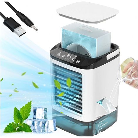 Climatiseur Portable, 3 Vitesses, 7 Couleurs LED, Silencieux, 900 ml, USB 12W, pour Maison, Bureau, Chambre (1/5)