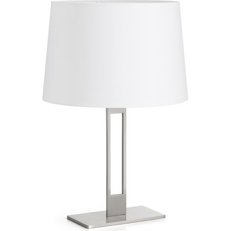 Tischlampe Classical E27 40w Nickel Satiniert Baumwolle Weiß (1/3)