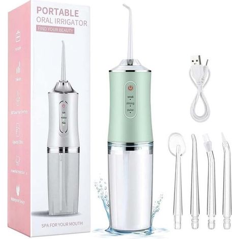 Hydropulseur électrique 4 pièces avec puce intelligente, hydropulseur portable avec réservoir d'eau amovible, USB, hydropulseur sans fil rechargeable (1/5)