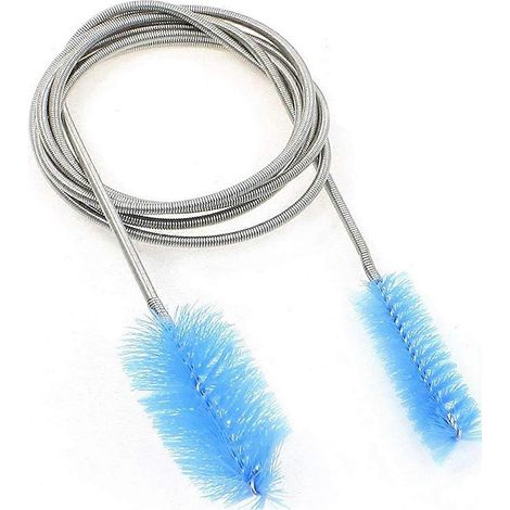 Brosse de nettoyage pour aquarium, brosse tubulaire flexible en acier inoxydable de 155 cm, à ressort, à double tube, brosse de nettoyage tubulaire en spirale pour tubes à essai (1/5)