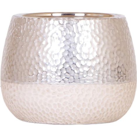 Cache-pot Décoratif en Céramique Argenté Brillant pour Plantes d'Intérieur - Ø 12 cm - PANGIVO (1/3)