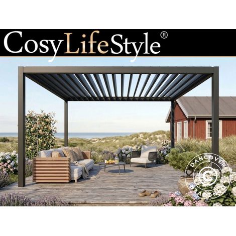 Bioclimatic pergola gazebo San Pablo Steel S80, 3x4 m, Black - Dancover