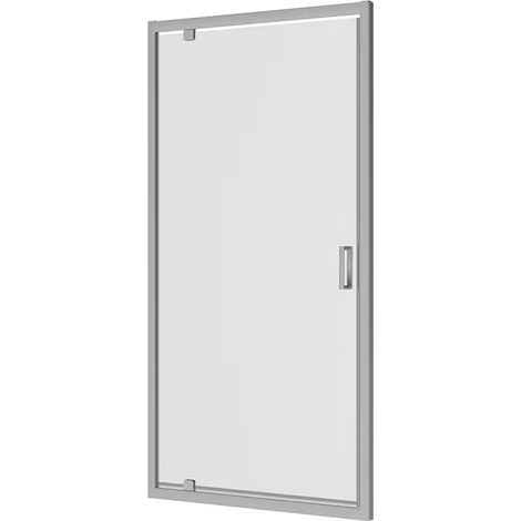 Porte de douche pour niche 100 cm Ouverture à charnière Aluminium Profils chromés Verre opaque 6mm Ajustable 87-91 cm h190 - Réversible Mod. Apulia