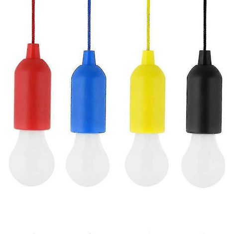 KINCJON Lot de 4 lampes LED portables colorées à cordon coulissant pour tente, camping et activités de plein air (piles non incluses).