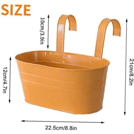 Jardinière suspendue en métal pour balcon avec crochet double amovible - Pot de fleurs de 55 cm. (1/4)