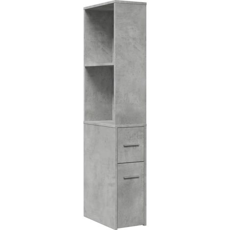 Narrow Bathroom Cupboard with Wheels Concrete Grey Engineered Wood vidaXL