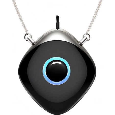Purificateur d'air à chaîne noire avec 502 millions d'ions négatifs/cm³, autonomie de 18 heures, sans filtre, sans entretien, contre la poussière, le pollen et la fumée (noir) (1/5)