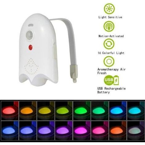 (16 Farben) Toilettenleuchte – LED – 16 Farben – Bewegungssensor – USB-aufladbar – IP65 wasserdicht (1/4)
